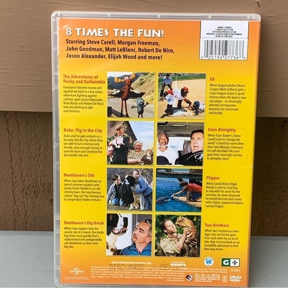 Animal Friends 8-Movie Collection [DVD] / Babe/ Beethoven/Flipper/Evan Almighty - Picture 2 of 3